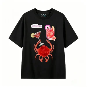 主图_1 Remera Algodón Estampada Cangrejo Cóctel Signo Zodiacal