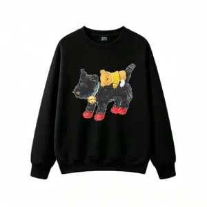 Sudadera Cuello Redondo Algodón Estampado Lucky Perro Oso Diseño Kawaii Tendencia