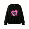 Sudadera Cuello Redondo Algodón Estampado Corazón Ojo Y2k Oversize Urbano
