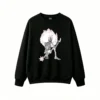 Sudadera Cuello Redondo Algodón Estampado Demonio Fuego Streetwear Premium