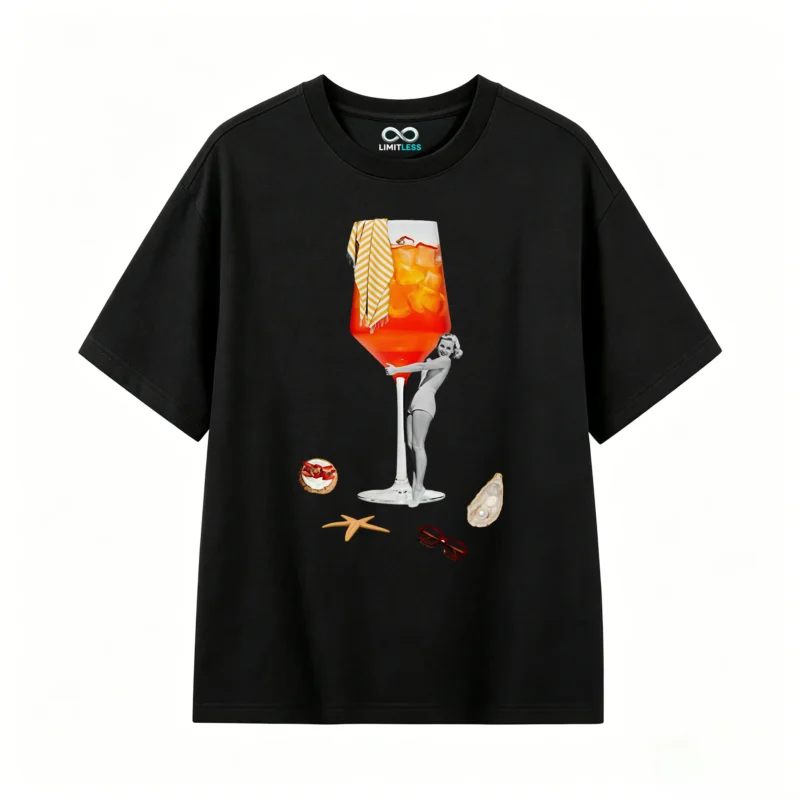 Remera Algodón Estampado Verano Diseño Vintage Cóctel Oversize