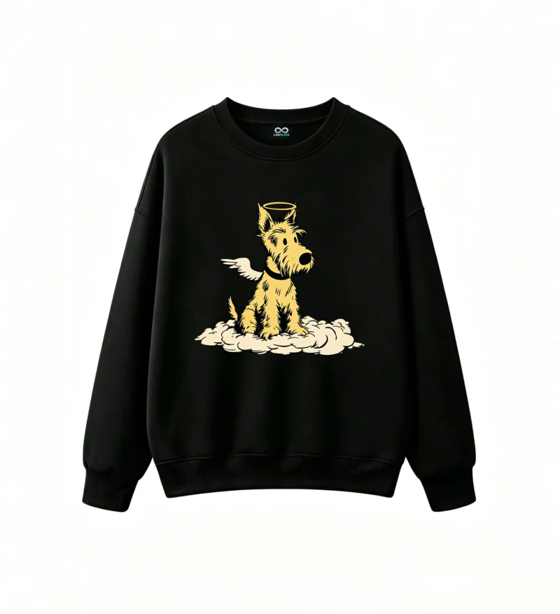 主图_1 Sudadera Cuello Redondo Algodón Estampado Perro Angelito Diseño Premium Kawaii