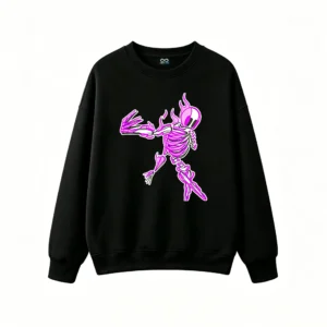 Sudadera Cuello Redondo Algodón Estampado Esqueleto Neón Glow Oversize Premium