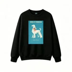 Sudadera Cuello Redondo Algodón Estampado Afghan Hound Diseño Casual Premium