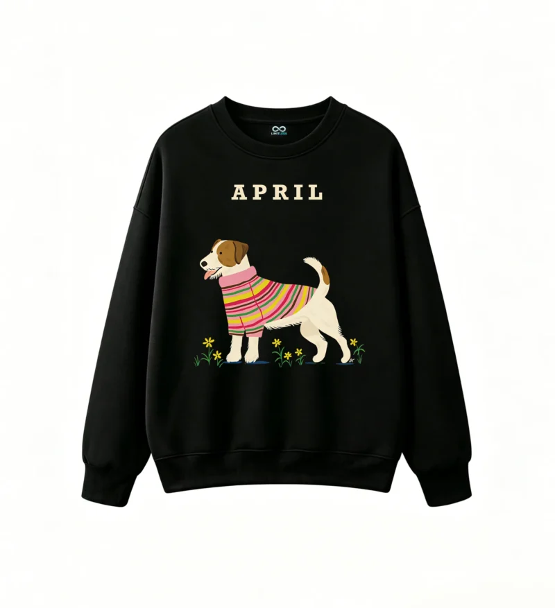 主图_1 Sudadera Cuello Redondo Algodón Estampado Jack Russell Terrier Casual Diseño