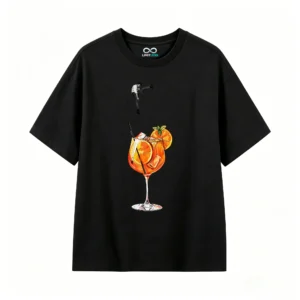 Remera Algodón Estampado Cóctel Naranja Verano Casual Premium