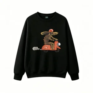 Sudadera Cuello Redondo Algodón Estampada Perro Moto Diseño Casual Premium