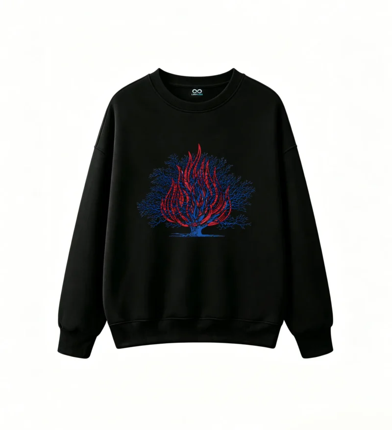 主图_1 Sudadera Cuello Redondo Algodón Estampado Árbol Fuego Abstracto Casual Premium