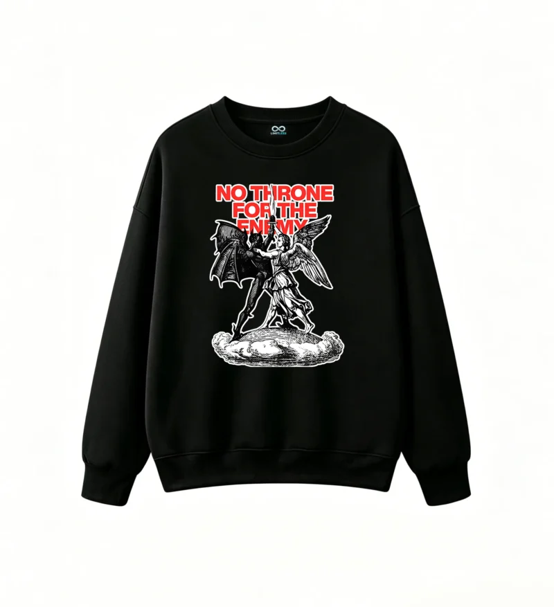 主图_1 Sudadera Cuello Redondo Algodón Estampada No Throne Rock Urbano Oversize