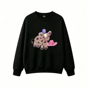 主图_1 Sudadera Cuello Redondo Algodón Estampado Vaquera Vaca Estrellas Kawaii