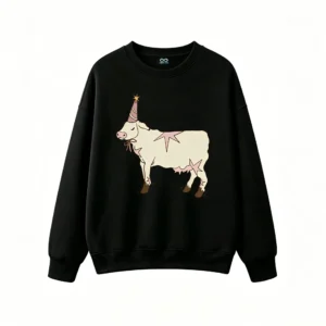 主图_1 Sudadera Cuello Redondo Algodón Estampado Vaca Con Gorro Fiesta Aesthetic