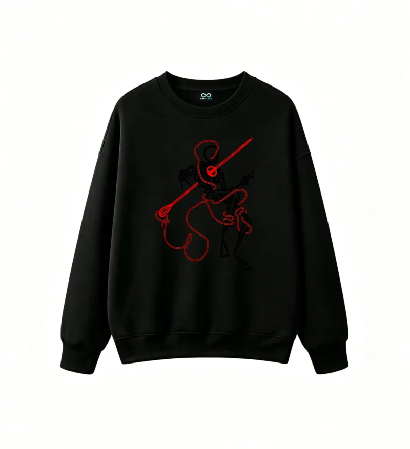 Sudadera Cuello Redondo Algodón Estampado Lineal Art Minimalista Calidad Premium