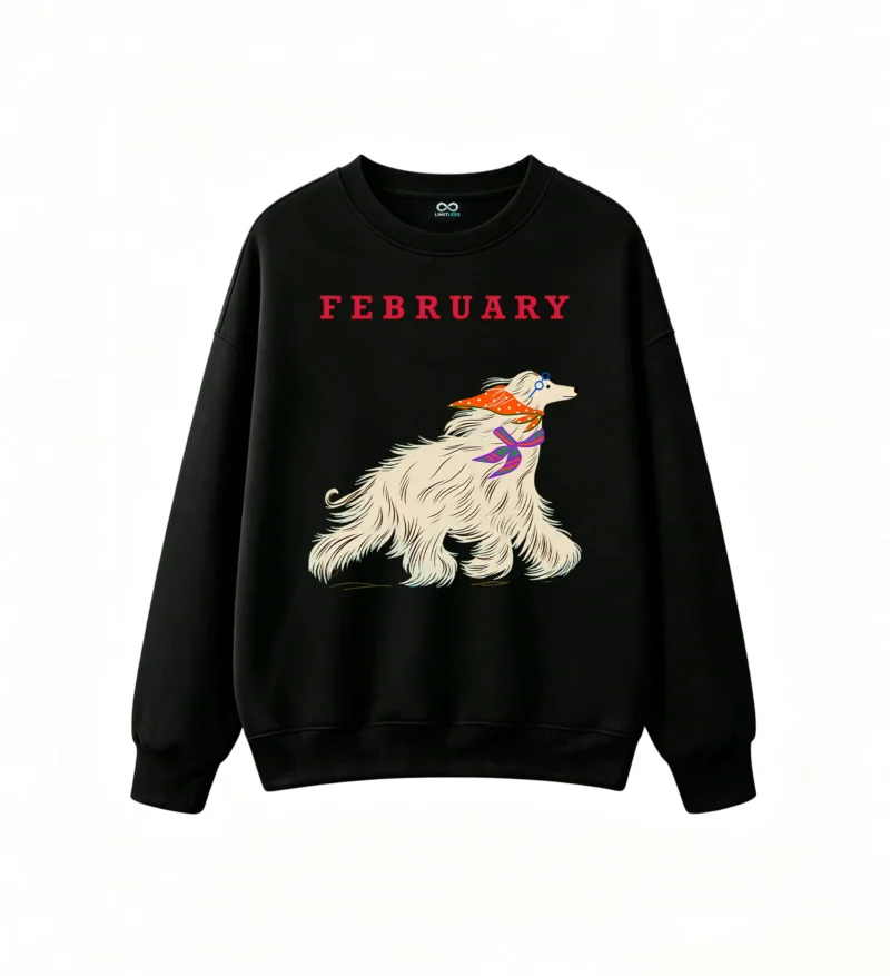 主图_1 Sudadera Cuello Redondo Algodón Estampado Perro Afgano Diseño Vintage Premium