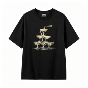 主图_1 Remera Algodón Estampado Copas Champagne Fiesta Premium