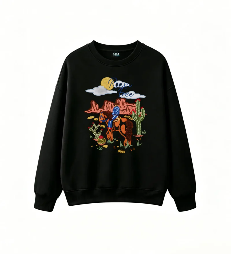 主图_1 Sudadera Cuello Redondo Algodón Estampado Western Roam Free Casual Premium