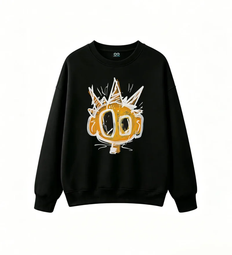 Sudadera Cuello Redondo Algodón Estampado Arte Abstracto Urbano Oversize