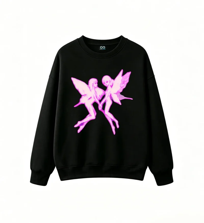 Sudadera Cuello Redondo Algodón Estampado Fairy Aesthetic Y2K Oversize Top