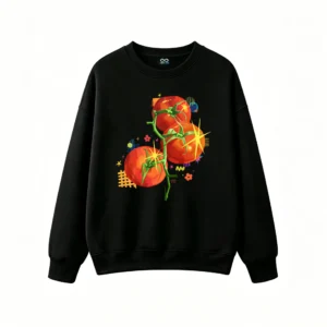 主图_1 Sudadera Cuello Redondo Algodón Estampado Tomates Diseño Pop Art Original
