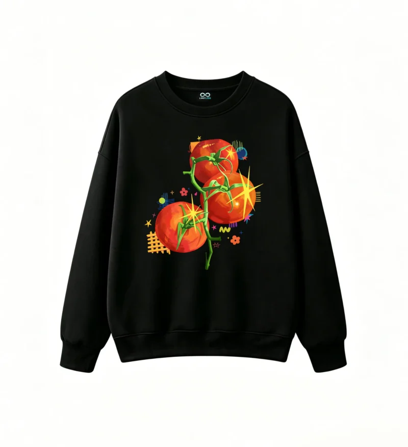 Sudadera Cuello Redondo Algodón Estampado Tomates Diseño Pop Art Original