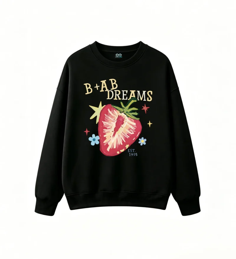 Sudadera Cuello Redondo B+AB Algodón Estampado Frutilla Oversize Estilo Y2K