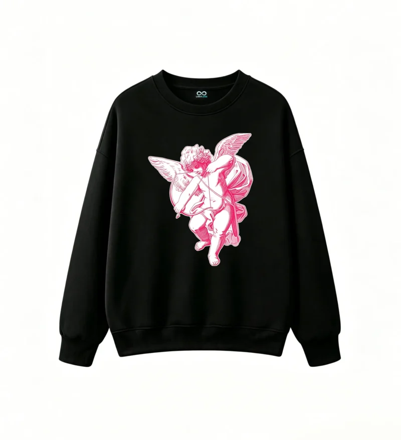 Sudadera Cuello Redondo Algodón Estampado Cupido Aesthetic Tendencia Premium