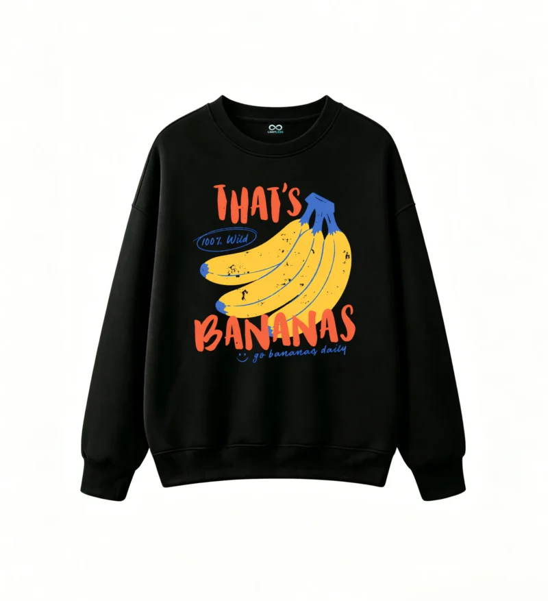 主图_1 Sudadera Cuello Redondo Algodón Estampada Bananas Wild Diseño Retro Casual