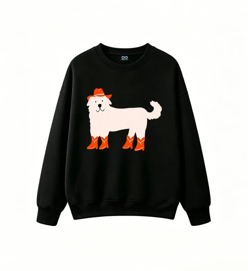 主图_1 Sudadera Cuello Redondo Algodón Estampado Perro Cowboy Diseño Oversize Tendencia