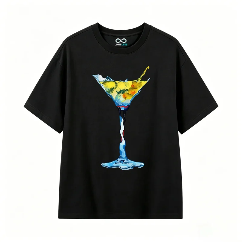 主图_1 Remera Algodón Diseño Martini Arte Abstracto Estampado Top