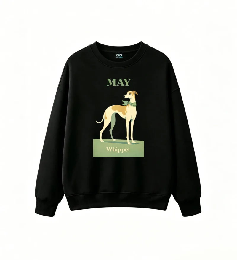主图_1 Sudadera Cuello Redondo Algodón Estampado Galgo Whippet Diseño Vintage Premium
