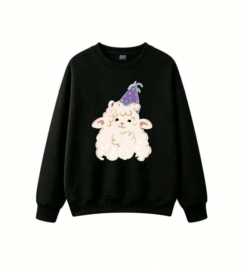 主图_1 Sudadera Cuello Redondo Algodón Estampado Oveja Cumpleaños Diseño Kawaii Premium