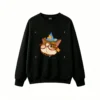 主图_1 Sudadera Cuello Redondo Algodón Estampado Gato Mago Lentes Kawaii Oversize