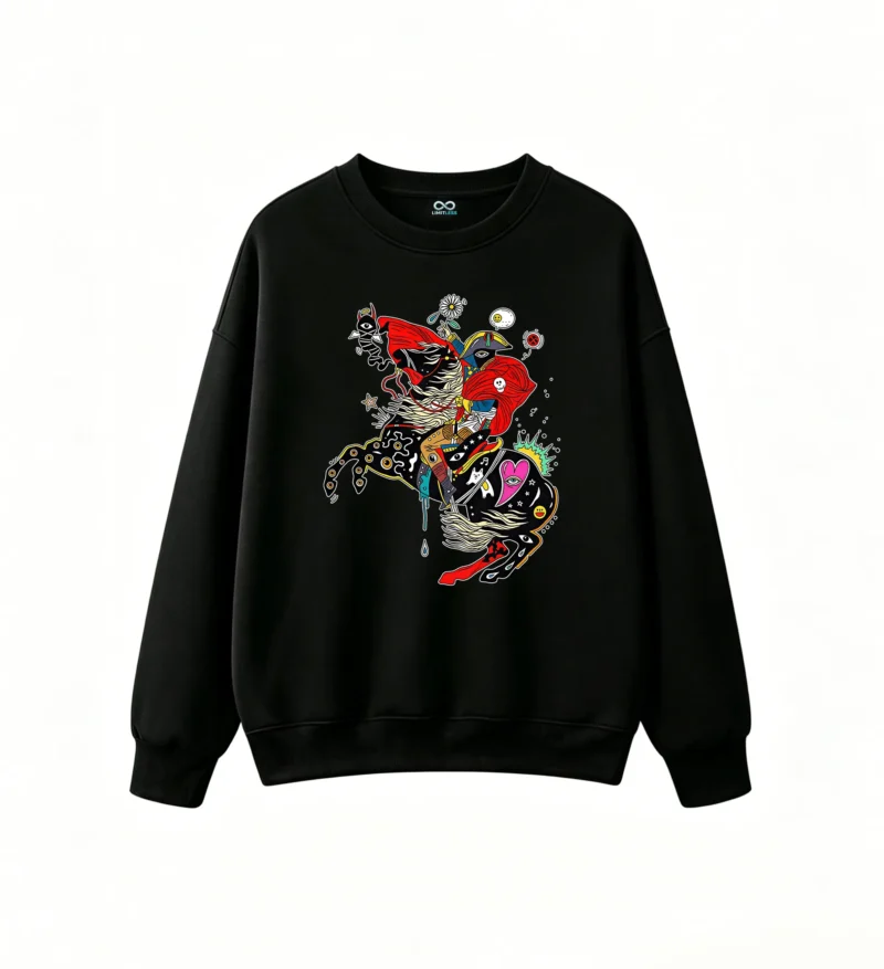 Sudadera Cuello Redondo Algodón Estampado Napoleón Arte Psicodélico Premium