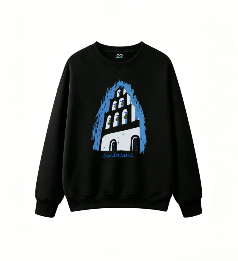Sudadera Cuello Redondo Algodón Estampado Santorini Diseño Verano Premium