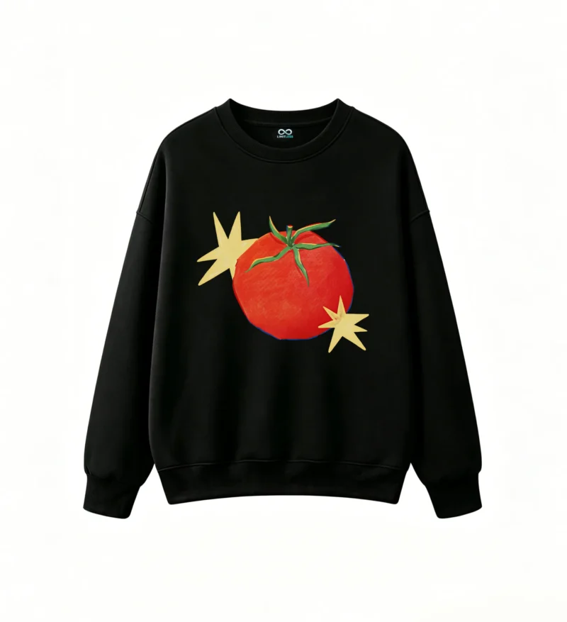 Sudadera Cuello Redondo Algodón Estampado Tomate Diseño Pop Art Casual 100%
