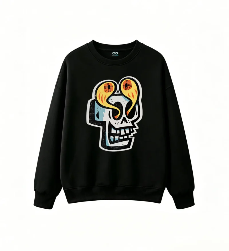 主图_1 Sudadera Cuello Redondo Algodón Estampado Calavera Estilo Urbano Premium