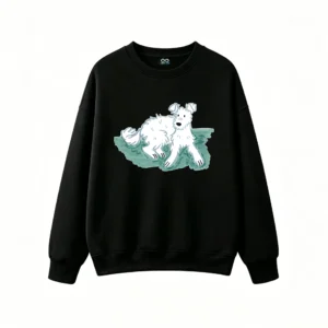Sudadera Cuello Redondo Algodón Estampado Perro Doodle Diseño Casual Premium
