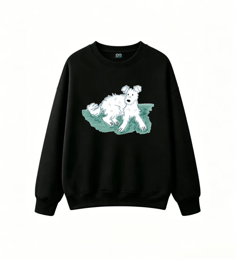 Sudadera Cuello Redondo Algodón Estampado Perro Doodle Diseño Casual Premium