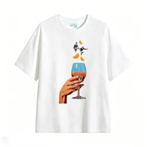 主图_2 Remera Algodón Estampado Vintage Copa Naranja Premium Casual