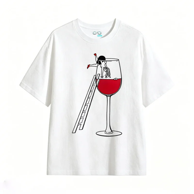 Remera Algodón Estampa Copa Vino Tinto Diseño Original Premium