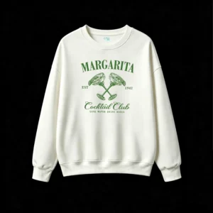 Buzo Cuello Redondo Algodón Estampada Margarita Cocktail Club Oversize