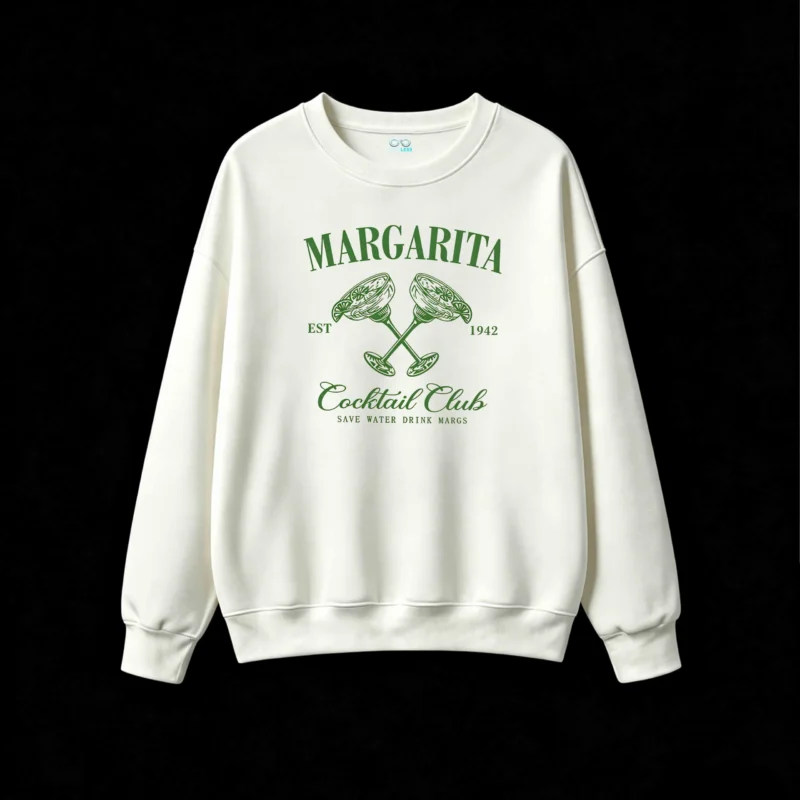 Buzo Cuello Redondo Algodón Estampada Margarita Cocktail Club Oversize