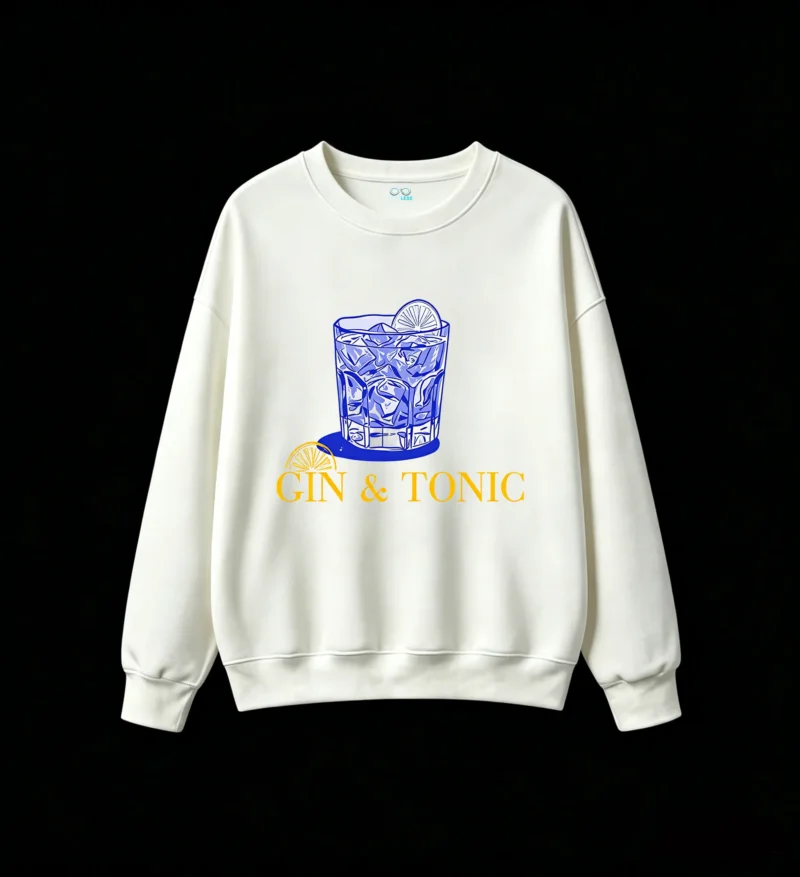 Buzo Cuello Redondo Algodón Estampada Gin Tonic Bebida Cóctel Original