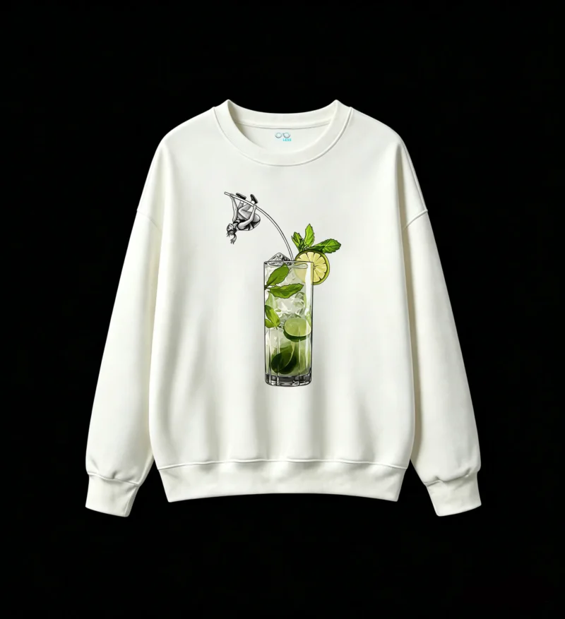 主图_2 Buzo Cuello Redondo Algodón Estampado Mojito Trago Diseño Verano Premium