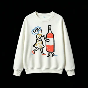 Buzo Cuello Redondo Algodón Estampado Arte Vino Casual Premium Trendy