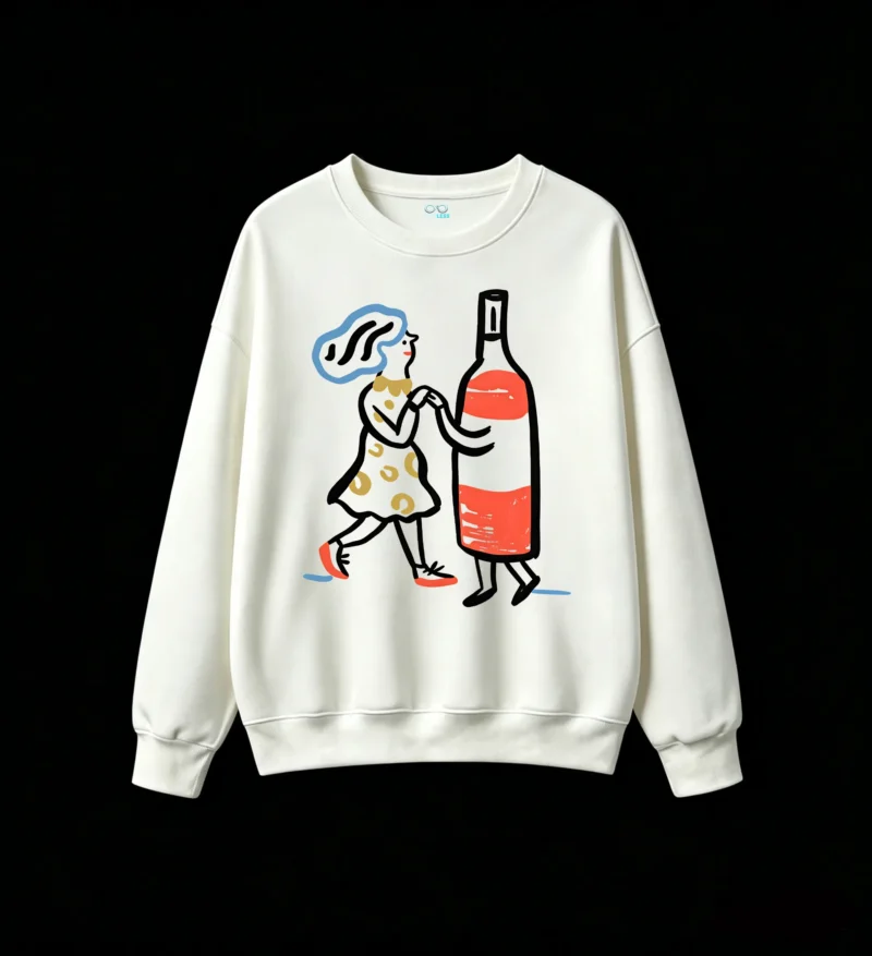 主图_2 Buzo Cuello Redondo Algodón Estampado Arte Vino Casual Premium Trendy
