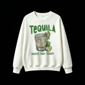 主图_2 Buzo Cuello Redondo Algodón Estampado Tequila Frase Divertida Casual Premium