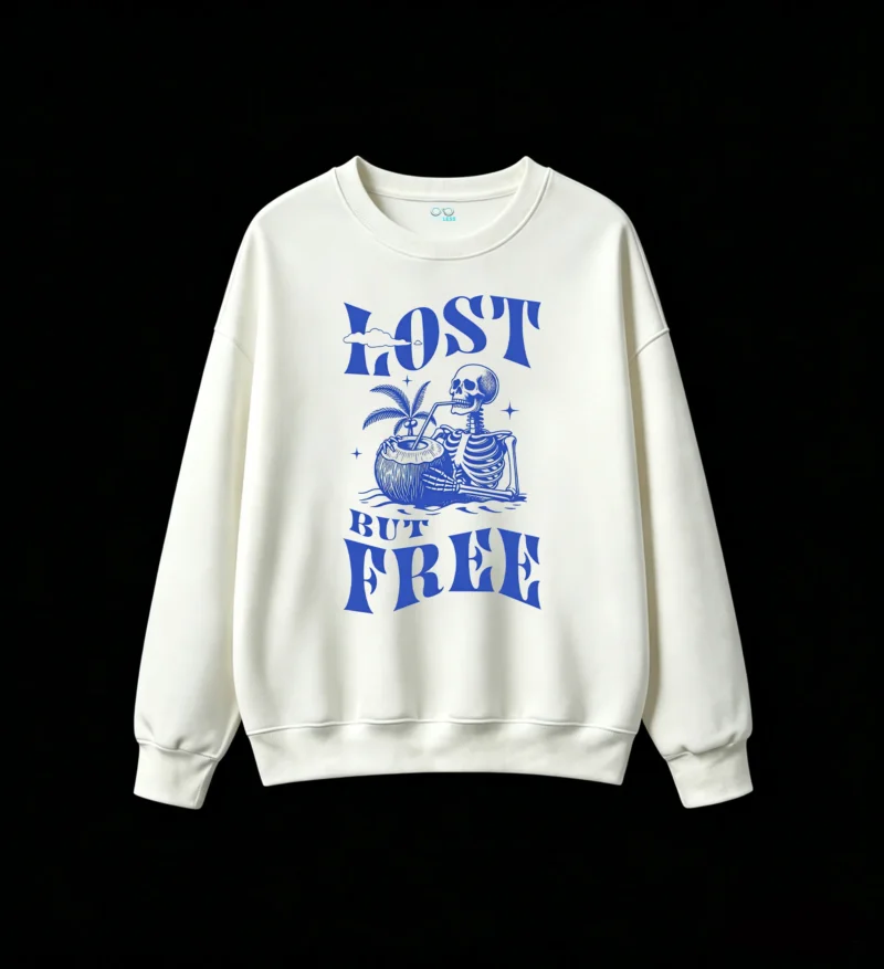主图_2 Buzo Cuello Redondo Algodón Estampada Lost But Free Diseño Verano Trendy