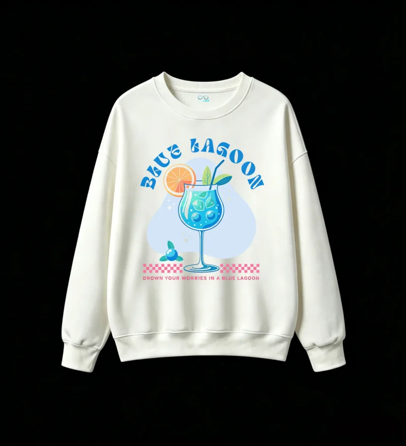主图_2 Buzo Cuello Redondo Algodón Estampado Blue Lagoon Trago Playa Verano