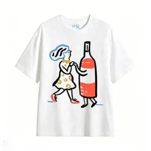 主图_2 Remera Algodón Estampada Vino Arte Abstracto Diseño Moderno