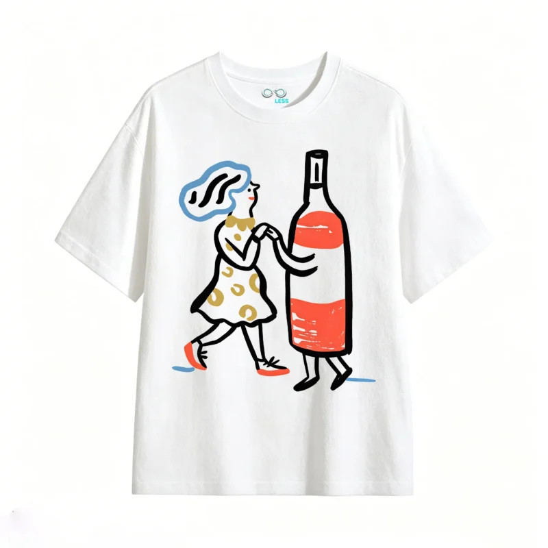 主图_2 Remera Algodón Estampada Vino Arte Abstracto Diseño Moderno